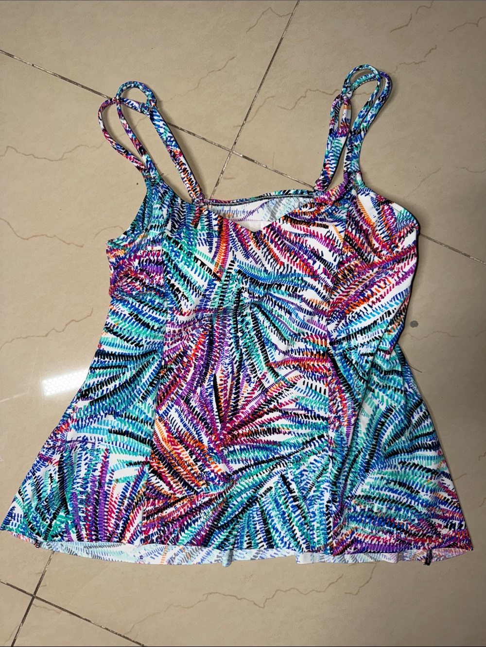 Macy's Multicolor Palm-Print Double-Strap Tank Top